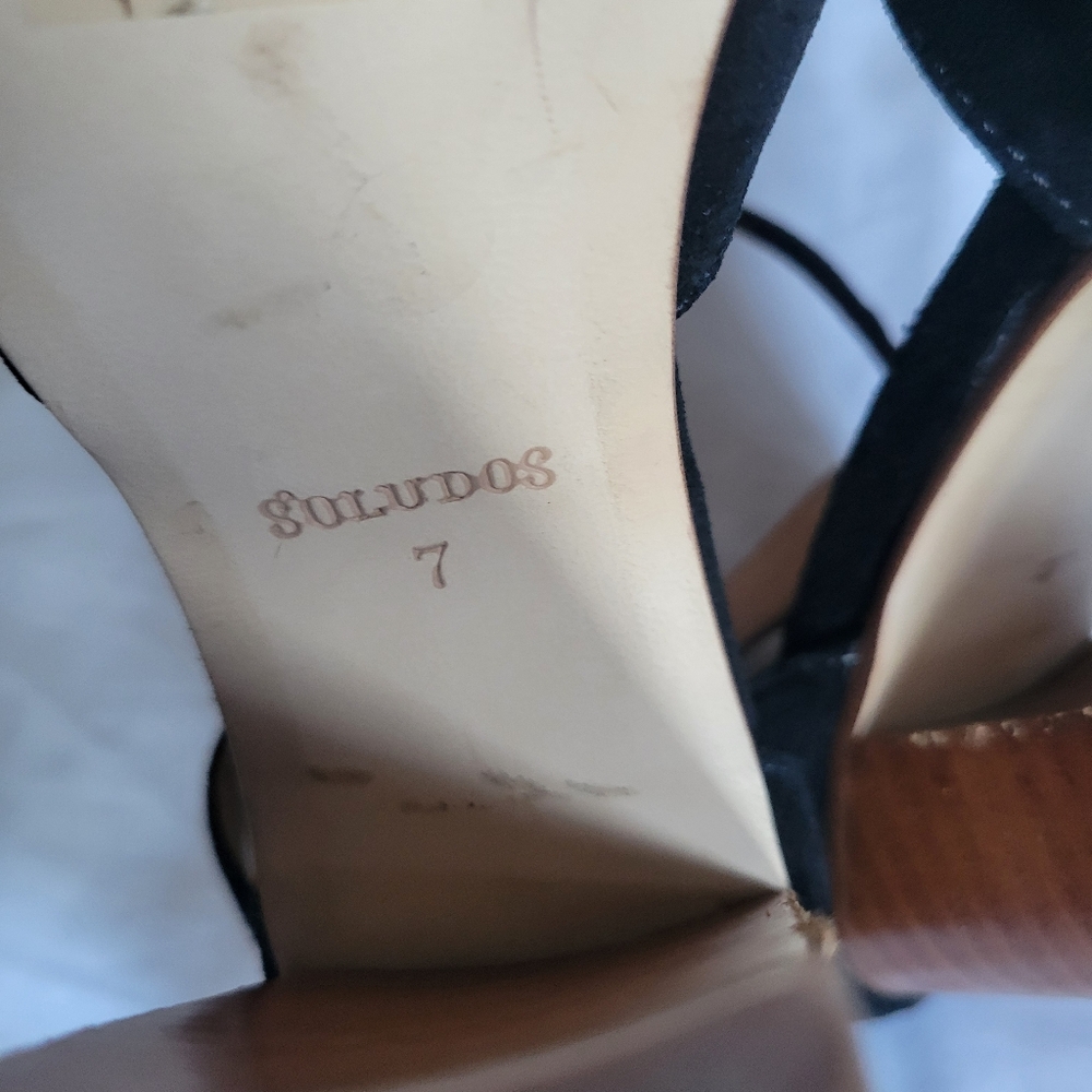 Soludos Black Velvet Collette Heels Sz 7 Bussiness Casual Career - Picture 12 of 15